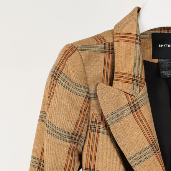 Smythe Patch Pocket Duchess Burlap Plaid Leather-Elbow-Patch Blazer - Picture 5 of 10